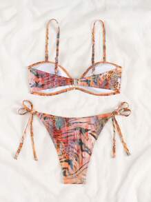 SHEIN Swim Women 2 Pieces Bikini Set, Sexy, Fashionable, New Style, Leopard Print, Strapless Adjustable, Summer Vacation Beach Swimwear