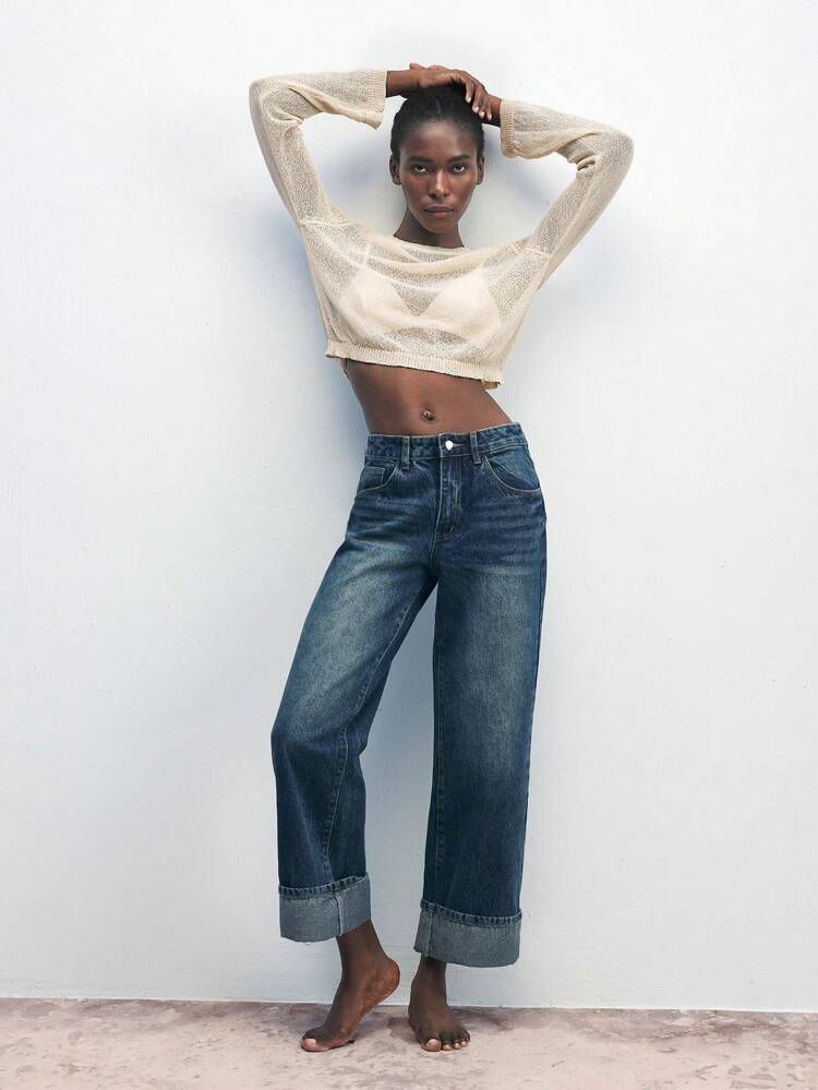 SHEIN Maija 2025 New Arrival Beige Loose Batwing Pullover Sweater, Versatile Design Suitable For Spring/Summer, Thin Ice Silk Fabric, Bohemian Style Ideal For Wedding Guest, Brunch, Airport, Party, Graduation, Casual Daily Wear