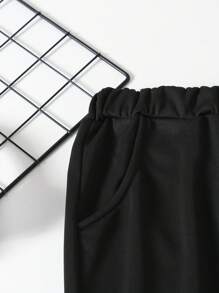SHEIN Pantalón de chándal de pierna acampanada con parches de colores contrastantes para adolescentes