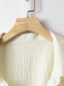 Calvaya Women Plus Size 3/4 Sleeve Tie-Knot Rhinestone Decoration Blouse - Apricot - View 5