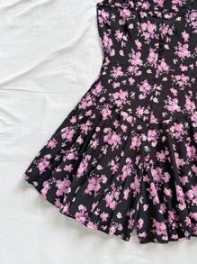 Soleia WYWH Vacation Red& Black Floral Print Cami Romper