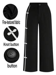 SHEIN Clasi Plus Size Vrouwen Zijknoop Versierd Elegante Pak Broek