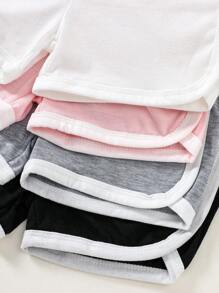 SHEIN Quần short thể thao dễ thương thường ngày màu kẹo cho bé gái, mùa xuân và mùa hè - Nhiều màu - Xem 3