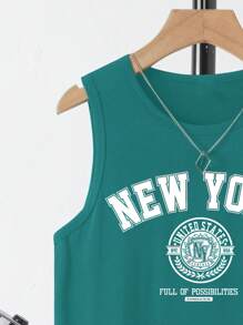 SHEIN Teen Boy Casual Minimalist Sleeveless Tank Top, Suitable For Summer