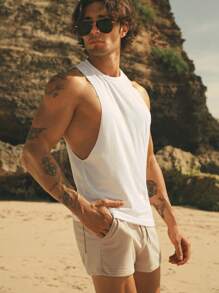 Manfinity BRENVOR Men Drawstring Waist Slant Pocket Jogger Shorts