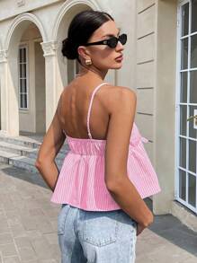 Siren Gaze Conjunto de verano para mujer 2025: Camiseta de tirantes azul con nudo delantero - y Blusas de verano informales estilo babydoll