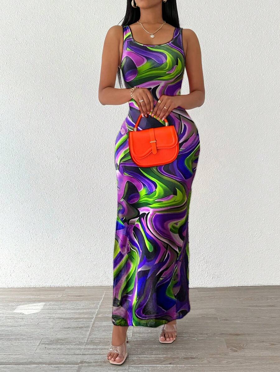 SHEIN LUNE 女士时尚高腰长裙女装 - 紫丁香色 - 查看 1