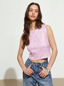 Aveloria Affinna Summer Fashion Solid Color Sequin Cropped Camisole