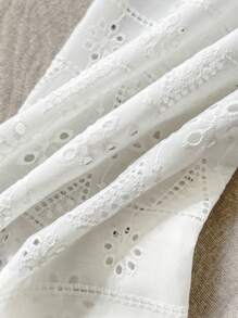 Lunelith SHEIN Lunessa Women's Hollow Embroidery Design Casual Flared Leg Pants Fall Cloth For Women