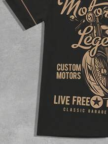 Manfinity Homme Men's Motorcycle Graphic Print Fitted Crew Neck Short Sleeve T-Shirt - Multicolor - View 5