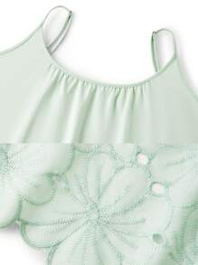 LUVLETTE Wedding Essential Embroidered Sexy Nightdress Cotton Airy Women Pajamas Slip Dress Lingerie As Outerwear& Pyjamadressing - Green - View 3