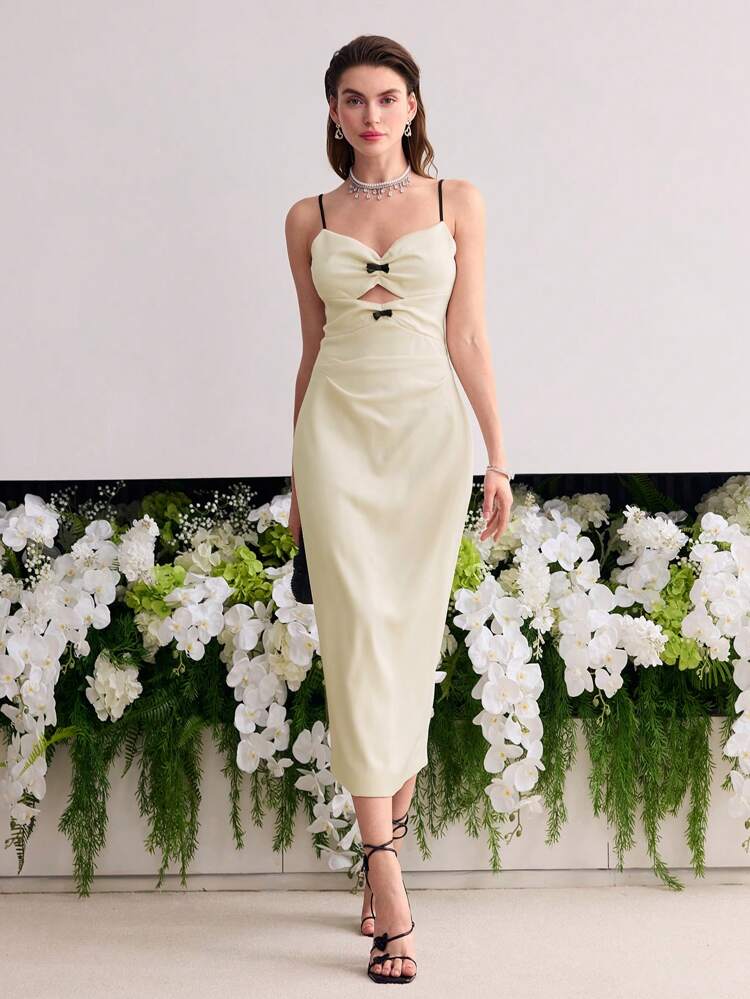 MOTF Soiréza RUCHED BOW DECOR CAMI DRESS