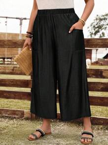 EMERY ROSE Damen Große Größen Hellblaue Jeans Optik 3/4 Hose, Frühjahr