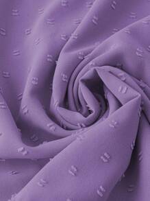 SHEIN Blusa holgada de mujer de talla grande con cuello en V, volantes y mangas cortas en unicolor - Morado - Ver 5