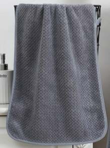 SHEIN 1/2pcs灰色聚酯纤维菠萝格大浴巾90*170cm或小浴巾34*75cm男女家用成人游泳浴巾速干柔软吸水不褪色适用于浴室酒店 - 灰色 - 查看 5