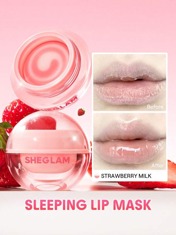 SHEGLAM Sweet Dreamz Maschera Notte Per Labbra-Strawberry Milk Marchio Bellezza Trucco Cosmetico Per Donne Ragazze Perfetto Per Autunno Inverno Ideale Per Y2K Elegante Moda Adatto Per Compleanno Natale Presente Festa Pronto Migliore Colore