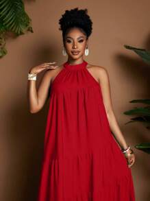 Maweii Plus Size Ruched Sleeveless Flowy Elegant Vacation Dress