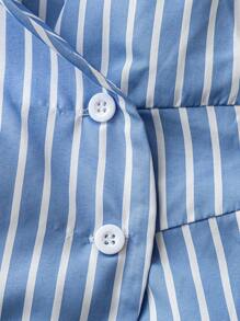 Chiquease Camicetta donna asimmetrica con vita stretta, a righe, con maniche lunghe e corte, camicia elegante con collo, adatta per la primavera/estate