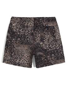 Surfspeed Men's Swimwear With Leopard Print And Drawstring, Fashionable For Summer