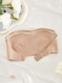 NudeFit 1 pieza Parte superior tipo cami informal con panel de malla y cierre frontal simplificado