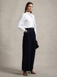 Briarwyn 女士纯色系带长袖优雅办公室衬衫夏季女装毕业典礼优雅女式上衣