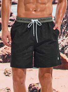 Surfspeed Traje de baño de unicolor para hombres, de moda apropiado para el verano - Negro - Ver 5