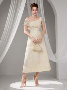 Poshira Spring And Summer Asymmetrical Collar Hem Striped Lace Composite Socialite Daughter Style Is Suitable For Birthday Parties, Ball Gowns And Cocktail Receptions.Graduation Gift Graduation Dress, Women's Fashion Formal Dress, Suspender Summer Dress For Women, Party Dress, Prom Dress