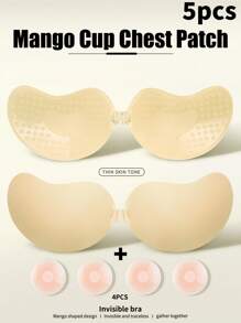 SHEIN 6件装芒果蜂窝薄隐形无缝硅胶乳贴乳房花瓣