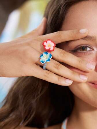 ROMWE Avant 1 Set Women Daisy Flower Beaded Ring Set