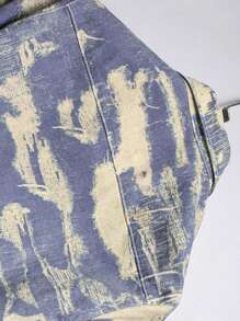 Manfinity Homme Herr Lila Denimskjorta: Snygg långärmad skjorta med abstrakt tryck och fickdetalj, höst - Blåröd - Visa 7