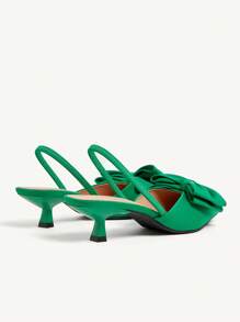 CUCCOO CHICEST Giày cao gót mũi nhọn Kitten Heels cho nữ, trang trí nơ, màu trơn, quai mắt cá chân, lựa chọn trang phục hàng ngày thanh lịch, dành cho mua sắm ngoài trời, ngày lễ, tiệc tùng, xuân/hè/thu/đông, kết hợp tốt với váy satin - màu xanh lá - Xem 12