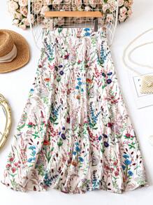 SHEIN Clasi 大码女式黑金箔 A 字裙，休闲通勤旅行度假派对裙 - 彩色 - 查看 2