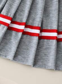 SHEIN Explorewe Young Girl Summer Sports Collegiate Style Tank Top And Pleated Mini Skirt 2 Pieces Set - Grey - View 5