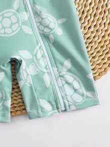 SHEIN 6-9M Baby Boys Long Sleeve Swimsuit, Cute  Cartoon Print One-Piece Swimwear - Multicolor - View 4