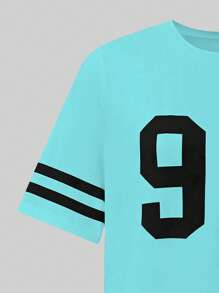 Zolique Digital Print Striped Patterned T-Shirt Graphic Tees Women Tops - Blue - View 5