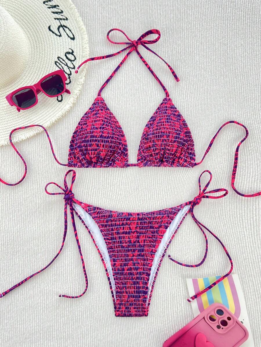 Swim Mod Allover Print Bikini Set For Summer Beach Vacation - Multicolor - View 1