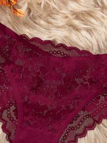 Seamless Lace Trim White Underwear (Thong)