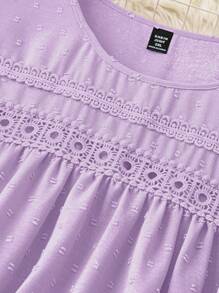 大码纯色提花休闲衬衫，适合新年日常穿着 - 淡紫色 - 查看 3