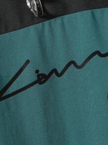 Teen Boy Colorblock Round Neck Short Sleeve T-Shirt And Shorts 2pcs/Set, Suitable For Summer - Green - View 5