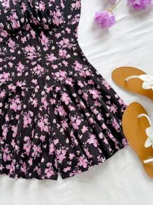 Soleia WYWH Vacation Red& Black Floral Print Cami Romper