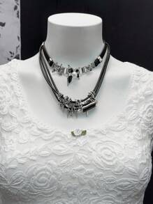 EgrlEra 2pcs Women's Lace Sheer Floral Trim Blouse + Mini Skirt Set - White - View 3