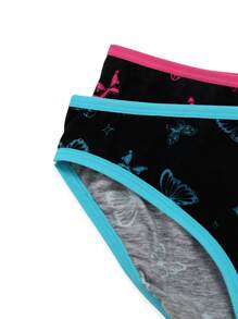 2pcs Colorblock Cotton Bow Print Triangle Panties, Cute Teen Girls Underwear - Multicolor - View 3