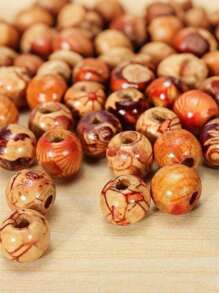 100Pcs Mixed Wooden Bead Pattern Wood Beads Macrame For Diy Crafts Jewelry Making, Suitable For Living Room, Bedroom And Dining Room - Multicolor - View 7