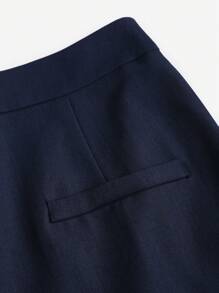 Lunelith SHEIN Lunessa Navy Blue Pleated Long Wide Leg Minimalist Dress Pants