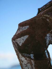 SHEIN BAE 女士性感露背挂脖迷你连衣裙，夏季 - 棕色 - 查看 8