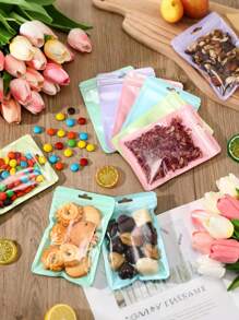 SHEIN 12/30/48Pcs 4.13 X 5.9 Inch Resealable Packaging Bags Mixed Color Rectangle Plastic Self Seal Bags Smell Proof Pouch Bags With Clear Window For Food Storage, Party Favor, Small Jewelry Packing,Candy Cookie Food Storage