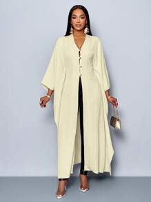 SOLERSUN Women's Loose Solid Color Casual Long Shirt For Summer/Spring - Beige - View 4