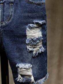 SHEIN Young Boy's Distressed Fashion Summer Denim Shorts Summer Holiday