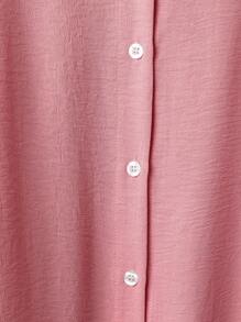 Linhara Plus Size Solid Color Long Sleeve Shirt, Fashionable For Summer - Pink - View 5