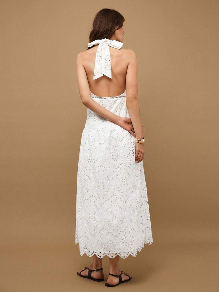 SHEIN Maija Women's Open Back Long Dress, Solid Color, Fashionable For Summer Vacation Outfits Woman Beach Outfits For Woman Casual Dresses For Woman Hawaii Outfits Women Flowy Dress Summer Dresses Off The Shoulder